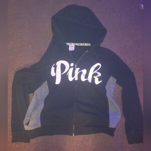 PINK Victoria's Secret Womans Hoodie - Black with Gray Accents